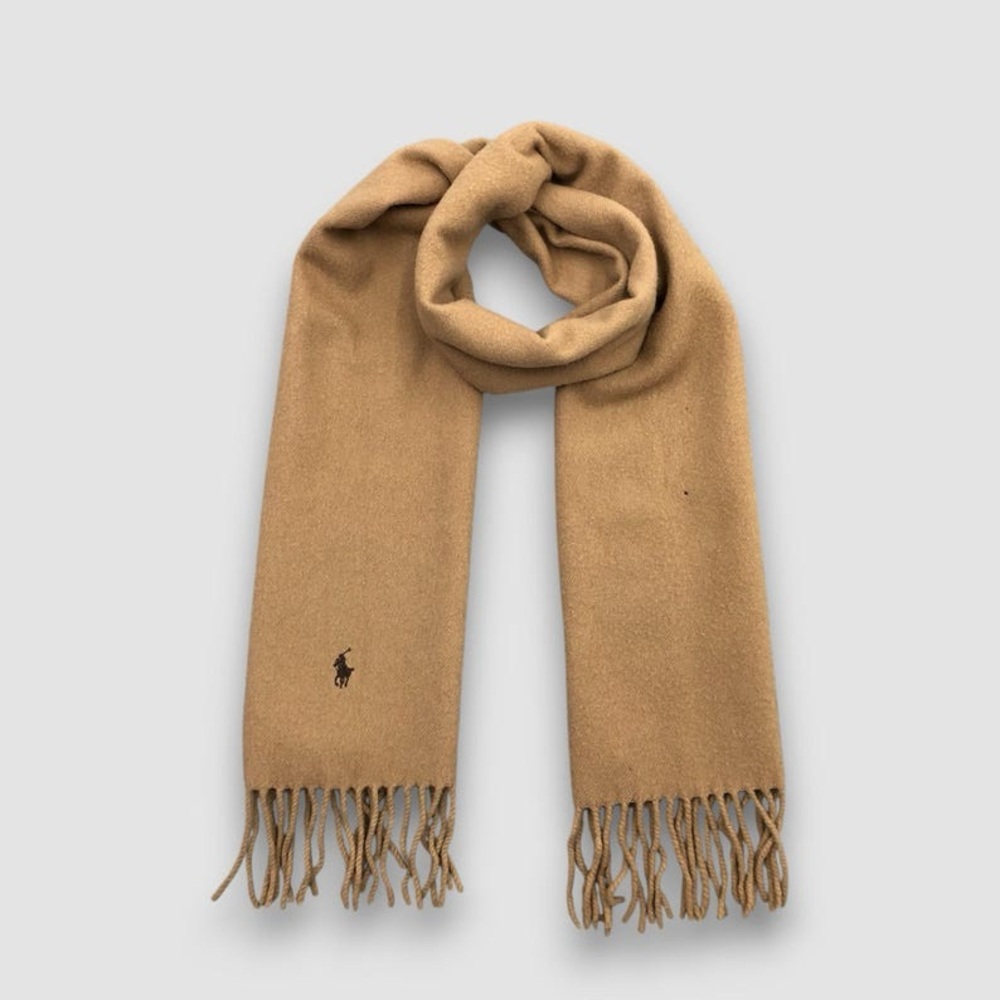 Polo Ralph Lauren 100% Wool Scarf – Made in Italy – Camel